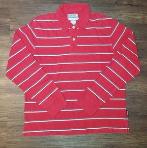 Vintage Men's Hollister Red Striped Long Slece Polo Shirt Size XS Extra Small